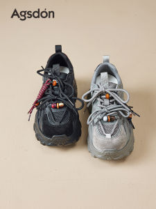 Agsdon Mom Shoes Womens Thick Bottom Sports Casual Breathable Autumn Heightening Versatile Rubber Outsole round Toe Deep Mouth