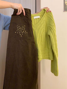 Brown Star Nail Pocket Wide Leg Jeans Womens Autumn New Style Slimming Draping Long Pants Casual High Waist Denim Pants