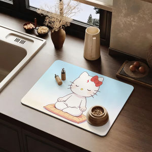 Sanrio | Hello Kitty Zen Meditation Placemat Non-Slip Rubber Base Washable Cloth Surface Table Mat Multiple Sizes