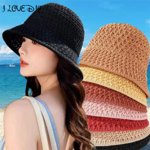 หมวกชาวประมงถักกลวงทำด้วยมือของผู้หญิงกลางแจ้งของเด็กผู้หญิงหมวกบังแดดหมวกชายหาดปีกกว้างทรงโดมระบายอากาศได้ฤดูร้อน