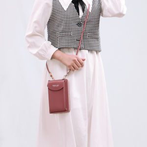 Kstyle Women Fashion Simple Elegant Cute PU Leather Small Multifunctional Sling Bag Crossbody Bag Shoulder Bag Travel Casual Handphone Bag Mobile Phone Bag - 8134