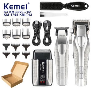 Kemei | Bộ Cắt Tóc Chuyên Nghiệp Kemei S3 1798 3023 T402 Dành Cho Nam Lưỡi Dao DLC Kim Loại Nguyên Khối Kèm Đế Sạc Máy Cắt Tỉa Máy Cạo Râu