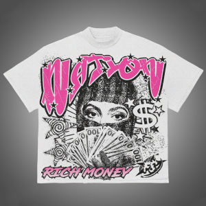 Niche Retro T-shirt Portrait Print Y2k European and American New Summer Harajuku Hip-hop Individuality Fashion Couple Shirt