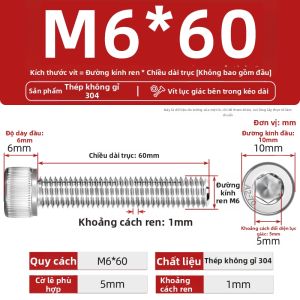 TIANZHUOJINSHU | Ốc Vít Đầu Lục Giác Trong Suốt Dây Ren Đầy