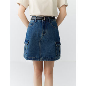 กระโปรงยีนส์ทรงเอเอวสูงสำหรับผู้หญิง 2024 ฤดูร้อนใหม่ กระโปรงสั้นทรงเอเข้ารูป ดีไซน์ทำงาน ทรงเข้ารูป กระโปรงสั้น