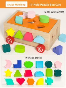 MWZ | Educational Geometry Matching Toy Intellectual Box Baby Montessori Teaching Aid Multi-Hole Cognitive Building Blocks