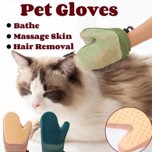 Pet Gloves Cat Dog Hair Remover Grooming Massage Gloves Bathing Brush Anti-scratch Gloves
