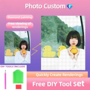 DIY 5D เจาะรูปภาพวาดเพชร รูปแบบสัตว์เลี้ยงส่วนตัว สีเหลี่ยม ยกตัวเป็นของขวัญตกแต่งบ้าน สำหรับการสั่ง