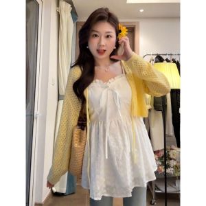 Áo Len Cardigan Dệt Kim Cỡ Lớn Cho Nữ Mùa Xuân 2025 Áo Khoác Ngoài Nhiều Lớp Mềm Mại Che Phủ Giảm Béo Áo Len Dệt Kim