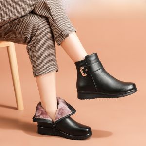 Yizuwang | Giày lười mùa đông bằng vải nỉ đế phẳng chống trượt cho bà mẹ trẻ em và phụ nữ trung niên