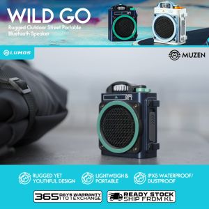 MUZEN WILD GO Rugged Outdoor Street Portable Bluetooth Speaker Strong Bass 8Hrs Playtime Water Resistant Coating