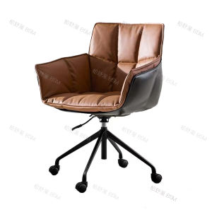Italian Style Luxury Villa Rotatable Comfortable Computer Chair Home Use Backrest Minimalist Desk Casual Office Rice Shell Chair
