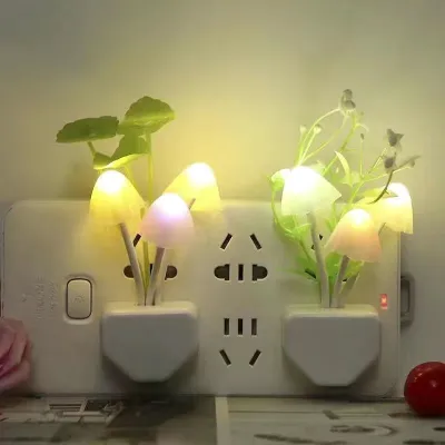 Colorful Mushroom Night Light Plug-In Hallway Bedroom LED Lamp Light Control Sensation Smart Home Decor Lighting