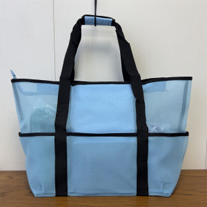 กระเป๋าสะพายไหล่แบบพับได้ขนาดใหญ่สำหรับกลางแจ้ง กระเป๋าใส่ชุดว่ายน้ำชายหาด กระเป๋าถือผ้าตาข่าย กระเป๋าเก็บของสำหรับวันหยุดชายหาด