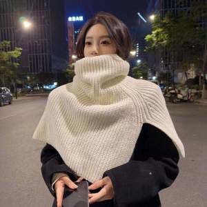 Korean Style Pullover High Collar Scarf Womens Winter Outer Wear Thermal Knitting Scarf Neck Protection Fake Collar Shawl Cape