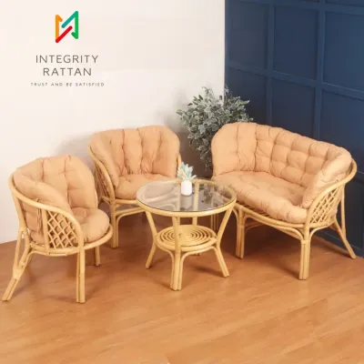 Set Kursi Sofa Bahama Rotan Alami Minimalis Bantal Empuk - Furniture Natural Soft