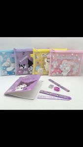 Sanrio 01 ชุดเครื่องเขียน เครื่องเขียน 8 ชิ้น / ชุด ไม้บรรทัด ยางลบ ตาข่าย กล่องดินสอ สมุดโน้ต น่ารัก