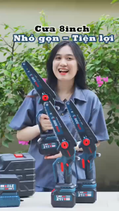 Máy Cưa Xích Pin BOSHUN BS-CS08 Không Chổi Than Chiều Dài Lam 24cm Tăng Xích Tự Động