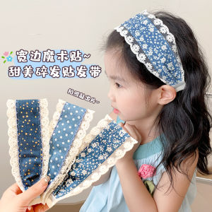 Wide Hairline Stickers Blue Denim Magic Tape Hair Accessories for Girls Children No Damage Baby Hair Bands Korean Style