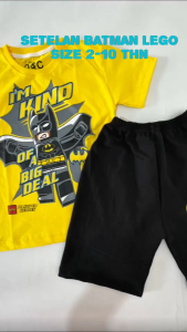 Setelan Anak BATMAN LEGO kuning Size 1-10 Tahun / baju anak / baju murah / COD