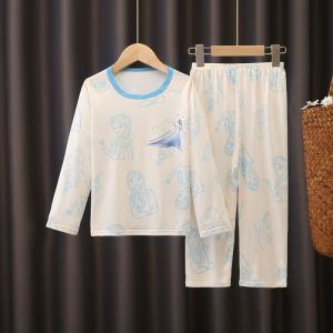 Princess Elsa Childrens Sleepwear Set Long Sleeve Spring Autumn Home Clothes Thin Long Sleeve Ice Queen Cartoon Pajamas