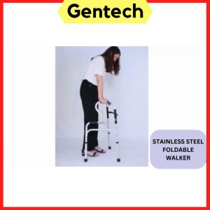 Foldable Walker with Aluminum Walking Aid Grey Wheel Adjustable Walking Frame Commode Toilet for Elderly