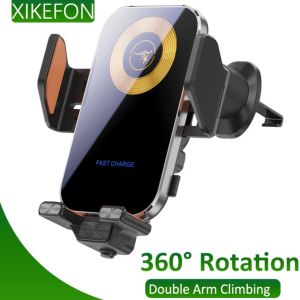 Wireless Charger 306° Rotation Air Outlet GPS Stand Telescopic Arms For iPhone 16 - 12 Samsung Xiaomi Car Fast Charging Station