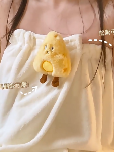 ผ้าขนหนูสวมใส่ได้ ขนแกะปะการังผู้หญิงห่ออาบน้ําดูดซับเสื้อคลุมอาบน้ําแขนกุดชุด & Bowknotผมหนดูดซับพิเศษแห้งเร็ว