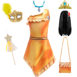 Children Indian Princess Cosplay Dress Girls Matoaka Halloween Party Disguise Costume Children Cartoon Movie Fantasy Outfits