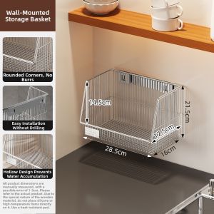 Wall Mounted Drill Free Storage Rack For Fruits Vegetables Seasonings And Drainage