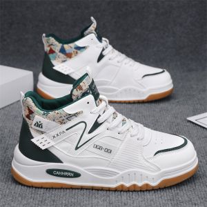 Waterproof Anti-slip High Top Mens Shoes Winter Casual Sport Board Shoes Korean Style round Toe Thick Bottom Rubber Sole