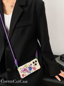 เคสโทรศัพท์มือถือแบบสะพายข้างสีม่วง ลายกระต่าย Star Daido สำหรับ Apple 16 โทรศัพท์มือถือ iPhone 15 pro สายสะพายไหล่ปรับได้ Huawei Pura70 สายสะพายไหล่ Mate60 pro สายสะพายข้อมือ Xiaomi 14