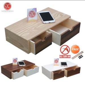 Rak Laci Tempel Dinding Gantung 40x20cm 2 Kotak Penyimpanan Minimalis Aesthetic