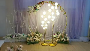 11 Heads/Set White Ball Road Lead Light Eedding Stage Iron Art Electric Gold Plated Wedding Props Floor Lamp Lighting
