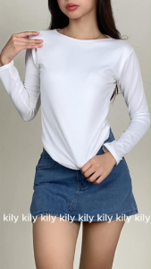 Buy 1 Take 2 (Total of 3) KILY.PH Plus Size Double Lining Lonsgleeves Basic Solid Top Body Hugging Top for Women S-M 6A0294