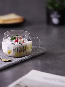 Ly Thủy Tinh Trong Suốt Có Tay Cầm Thiết Kế Sáng Tạo Dùng Cho Cà Phê Trà Sữa Tráng Miệng - Ý Tưởng Quà Tặng Cặp Đôi Cốc Thủy Tinh Dùng Cho Bữa Sáng