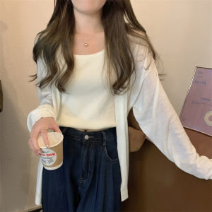 Loose Knitted Long Sleeve Open Cardigan Early Autumn Vintage Style Organic Cotton Solid Color Commute Fashion Lightweight