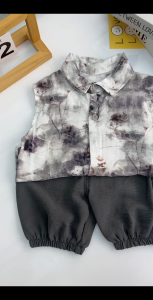 Childrens Summer Sleeveless Suit tie-dye Suit POLO Collar Vest Baby Boy Vest Suit Spot Goods