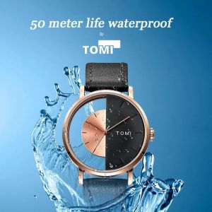 TOI นาฬิกาสำหรับทั้งชายและหญิงดีไซน์แบบโปร่งครึ่งใสดูเป็นกลางนาฬิกาควอตซ์แฟชั่นลำลองพร้อมสายรัด