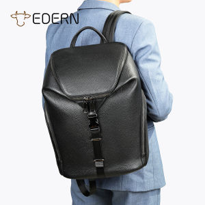 EDERN Genuine Leather Backpack for Men Business Casual Travel Backpack Soft Cowhide Backpack Large Capacity Schoolbag 15-Inch Laptop Bag