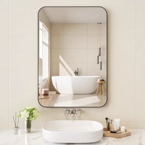 Wall Mounted Bathroom Mirror No Drill Mirror for Bathroom Toilet Washroom Mirror with High Reflective Quality Compact Size for Small Spaces