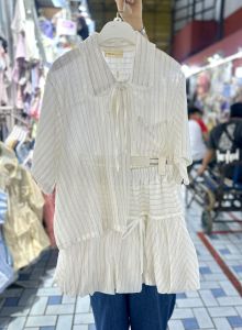 ชุดเซ็ทสาวอวบแฟชั่นพลัสไซส์ เสื้อผูกเชือกน่ารัก+กระโปรงบอลลูน