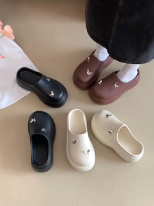 [NEW ARRIVAL🇲🇾] Womens Quality+ High Heel Silver Butterfly Charm Cute EVA Hole-Punch Shoe Sandal | Kasut Perempuan