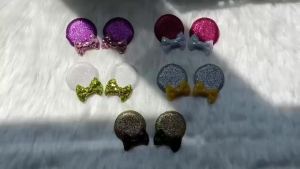 Valentines Day Mouse Ears Clip For Girls Women Sequins Cherry Glitter Bow Hairpins Children Festival Party DIY Hair Accessories