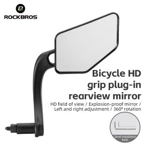 ROCKBROS Bicycle Rearview Mirror 360 Rotatable Wear-resistant Adjustable Durable Secure Bike Side Mirror Handlebar Plug Broad Vision With Installation Tools Bike Equipment