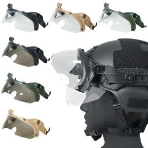 BOOIU Tactical Helmet OP Goggles with Horns Detachable FAST MICH Helmet Anti Fog and Riot OP CS Adjustable Protective Goggles