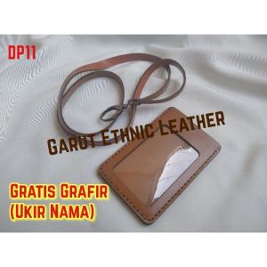 Name Tag/Lanyard (ID Card Holder) Kulit Pria Pull Up Full Kulit Garut Handmade (DP11)
