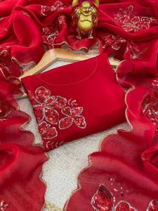 Stunning Red with Double Arco Boarder Saree (Pre-order : 2/3 Weeks Delivery) HR130824