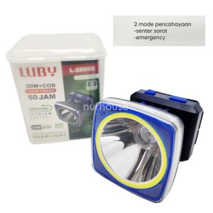 Luby Senter Kepala 30 watt + COB L 2896C headlight Luby headlamp waterproof tahan 50 jam
