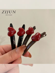 Sweet Red Heart Shaped Hair Clip Side Bangs Simple One Word Hair Accessories Elegant Hair Jewelry Korean Style Hair Accessories